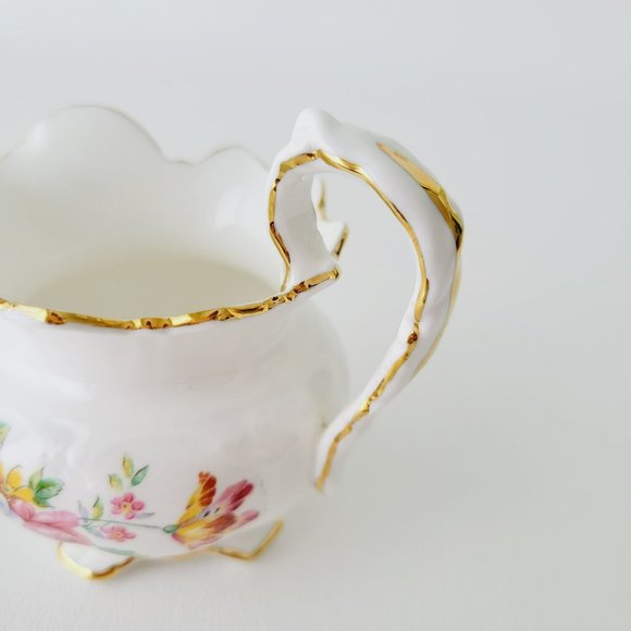 Vintage Aynsley Demitasse Floral 4fl. oz. Footed Creamer & Sugar Bowl, England - Picture 12 of 15